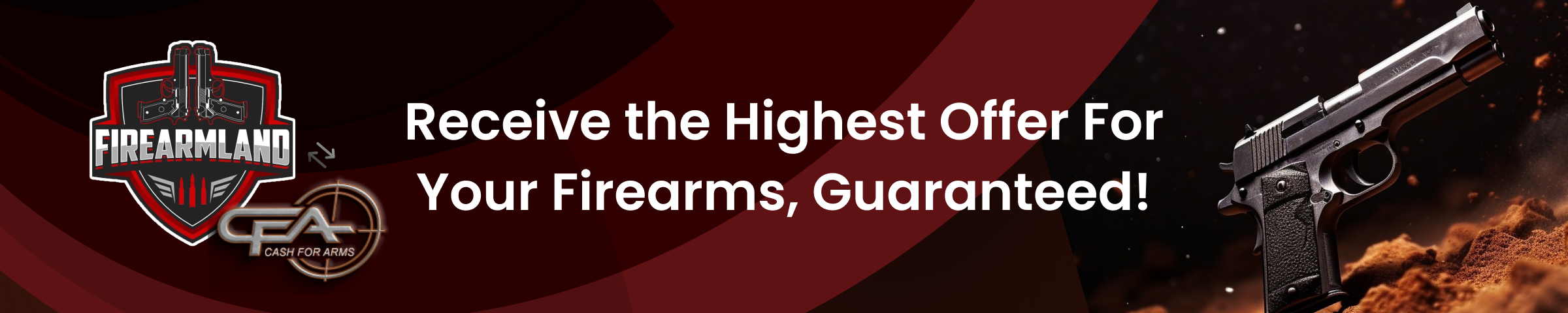 CashForArms.com Banner to Sell Guns Online #2